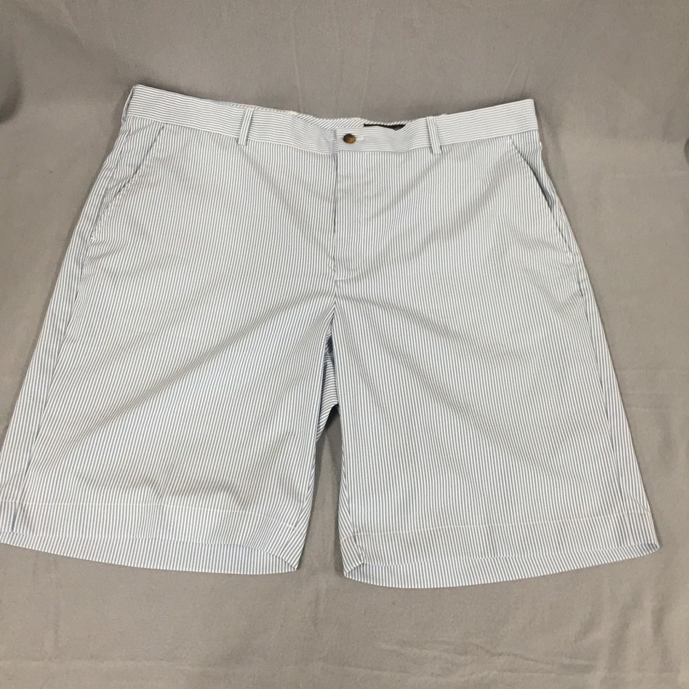 Greg Norman Mens Blue White Striped Golf Shorts Size 40‎ Shark Logo